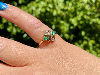 9ct Gold Emerald & Diamond Ring