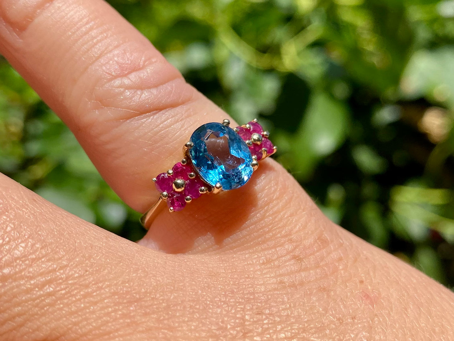 Vintage Gold Topaz & Ruby Ring