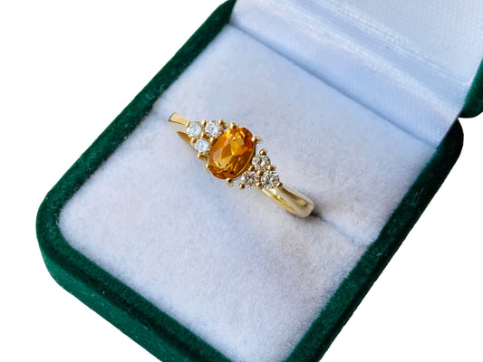 18ct Gold Citrine & Diamond Ring