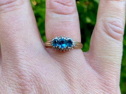 Vintage 9ct Gold Topaz & Diamond Ring