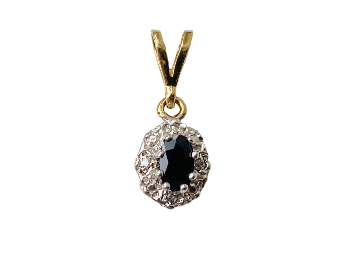 9ct Gold Sapphire & Diamond Pendant