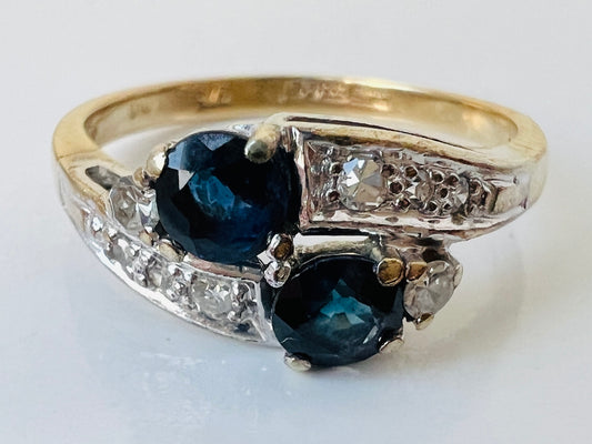 Vintage 9ct Gold Sapphire & Diamond Ring