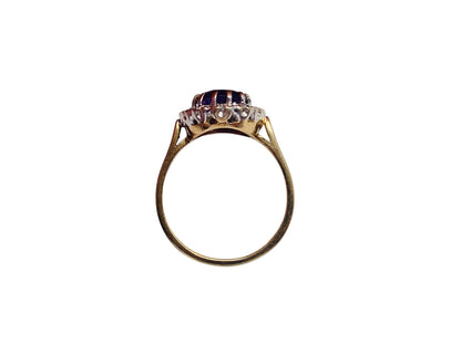 Vintage 9ct Gold Amethyst & Diamond Ring