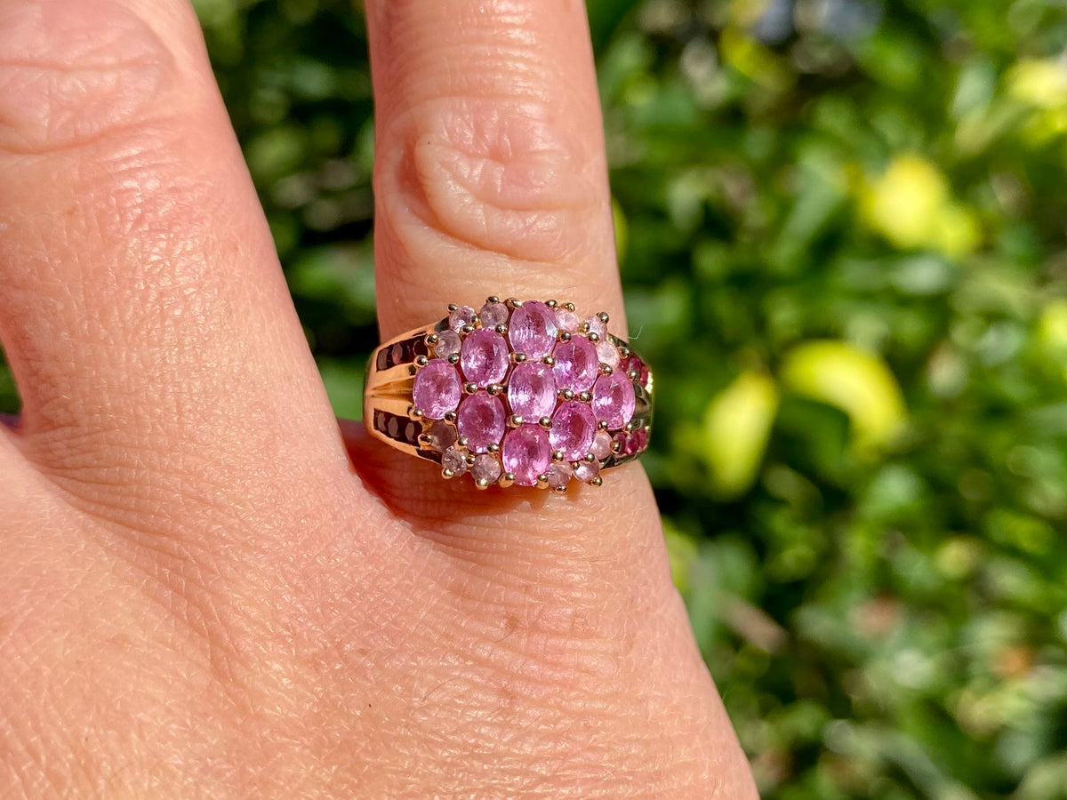 9ct Gold Pink Sapphire & Pink Tourmaline Ring
