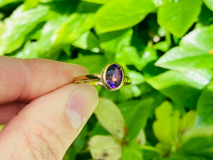 9ct Gold Amethyst & Diamond Ring