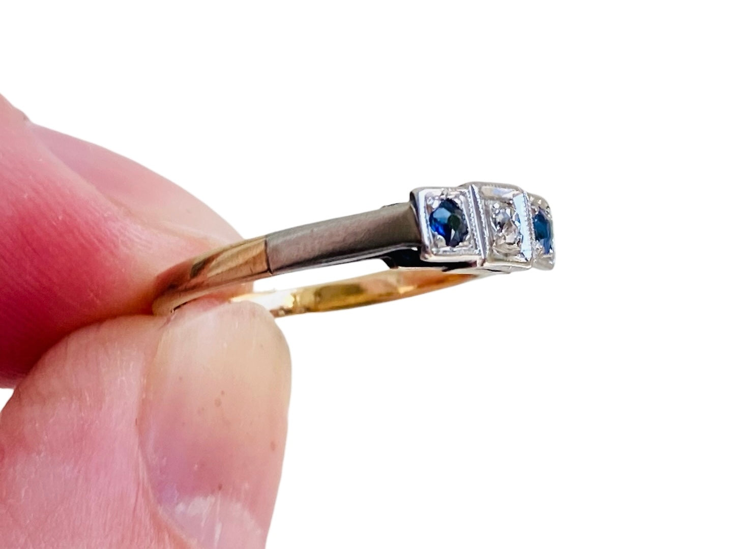 Antique 18ct Gold & Platinum Sapphire & Diamond Ring