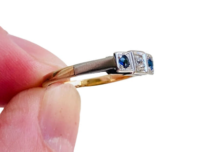 Antique 18ct Gold & Platinum Sapphire & Diamond Ring