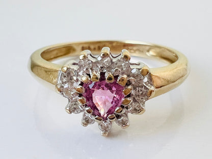 9ct Gold Pink Sapphire & Diamond Ring