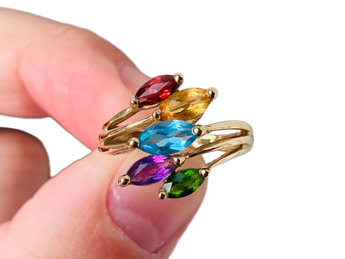 Vintage 9ct Gold Multi-Gemstone Ring