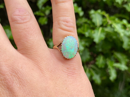 Antique 9ct Gold Opal Doublet Ring