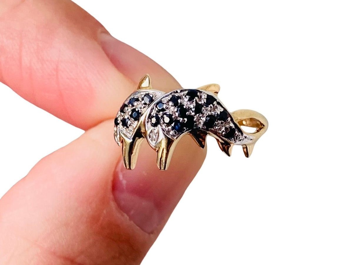 9ct Gold Sapphire & Diamond Dolphin Ring