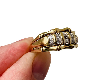 9ct Gold Diamond Bamboo Style Ring