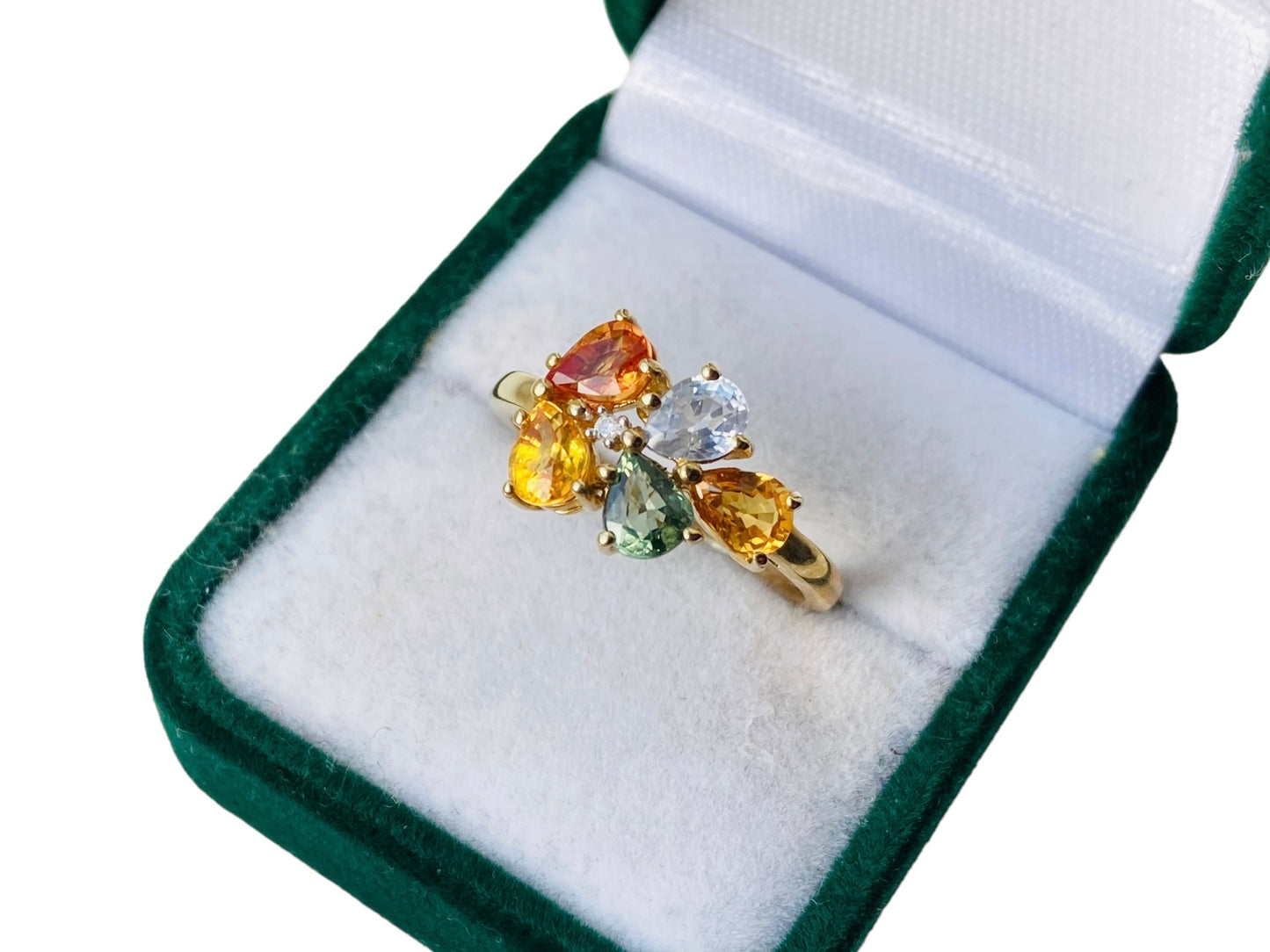 9ct Gold Multi Sapphire & Diamond Ring