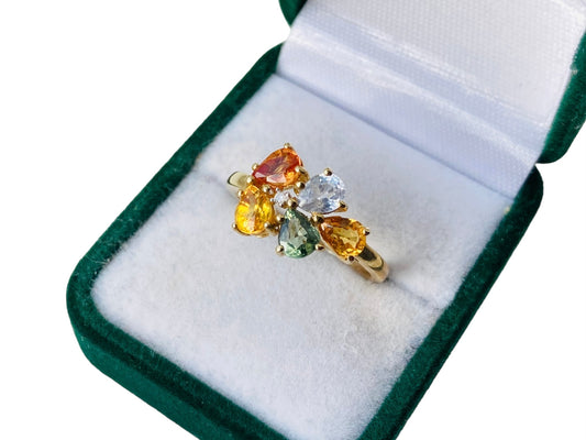 9ct Gold Multi Sapphire & Diamond Ring