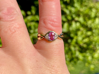 9ct Gold Pink Sapphire & Diamond Ring
