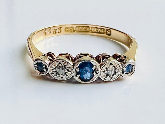 Antique 18ct Gold Sapphire & Diamond Ring