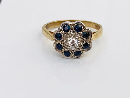 9ct Gold Sapphire & Diamond Ring