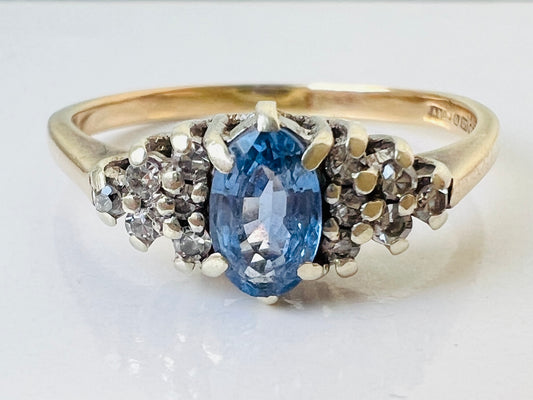 Vintage 9ct Gold Sapphire & Diamond Ring