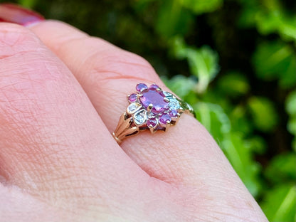 Vintage 9ct Gold Ruby & Diamond Ring