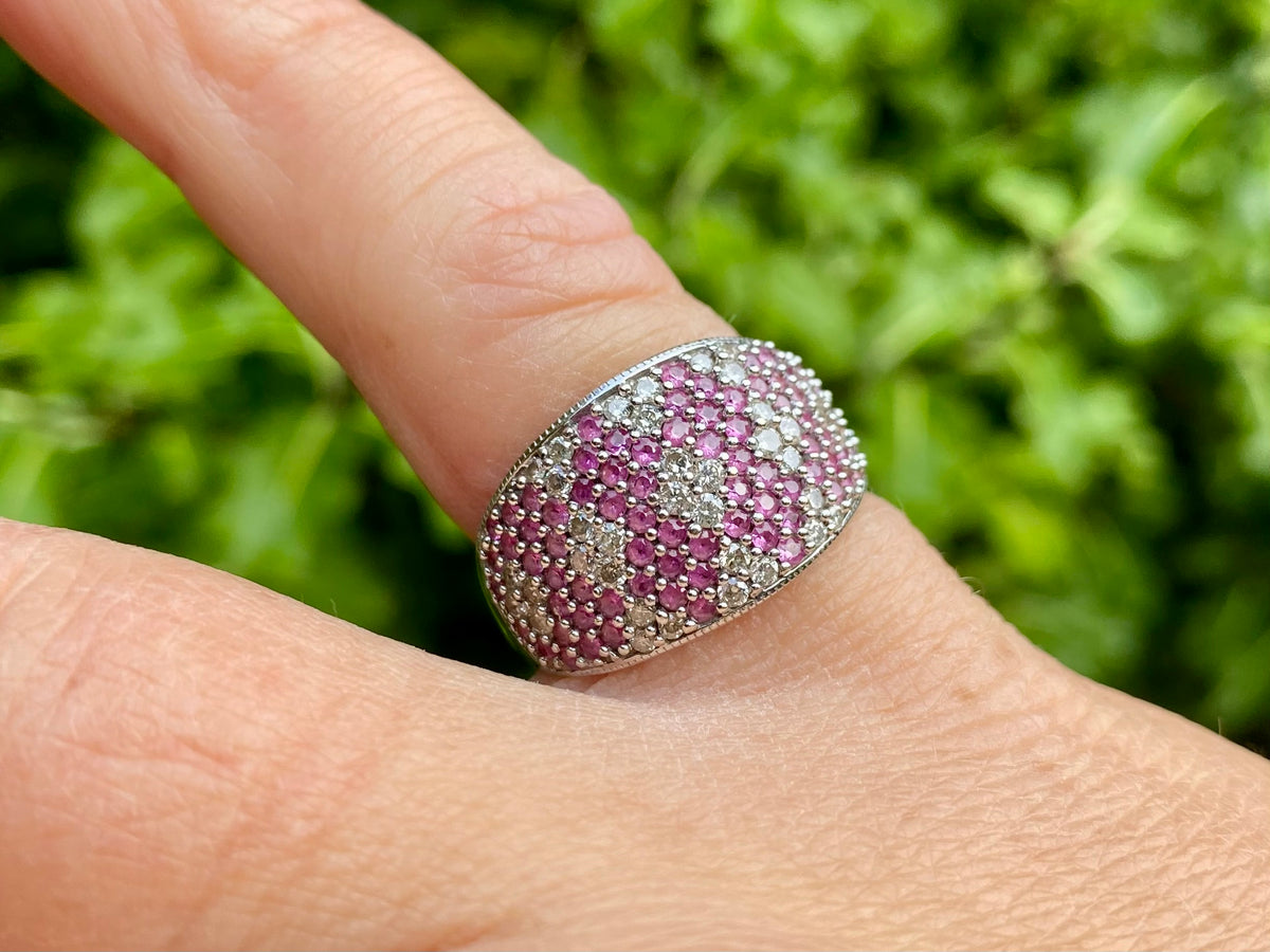 9ct Gold Pink Sapphire & Diamond Ring
