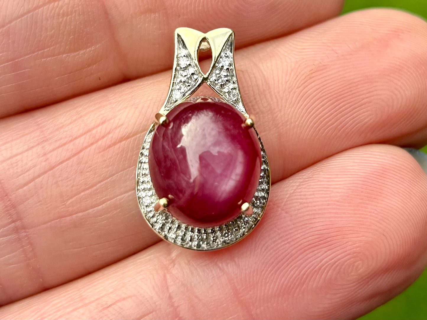 9ct Gold Ruby & Diamond Pendant