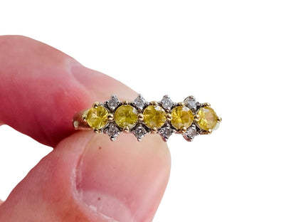 9ct Gold Yellow Sapphire & Diamond Ring