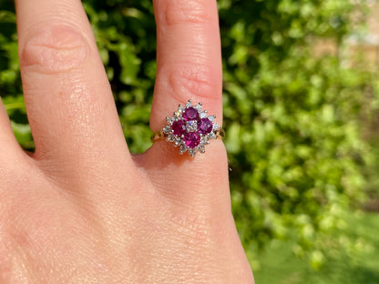 Vintage 18ct Gold Ruby & Diamond Ring