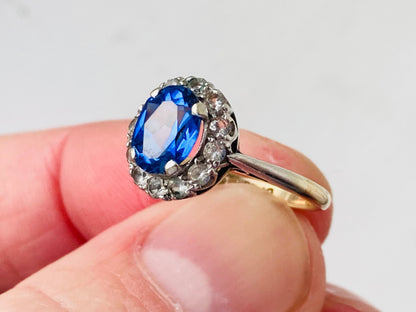 Vintage 9ct Gold Sapphire & Paste Ring