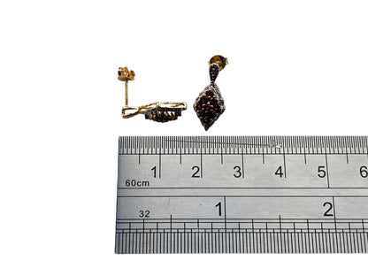 9ct Gold Garnet & Diamond Earrings