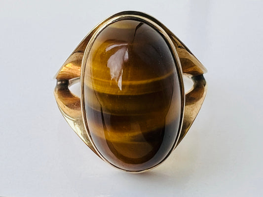 Vintage 9ct Gold Tigers Eye Ring
