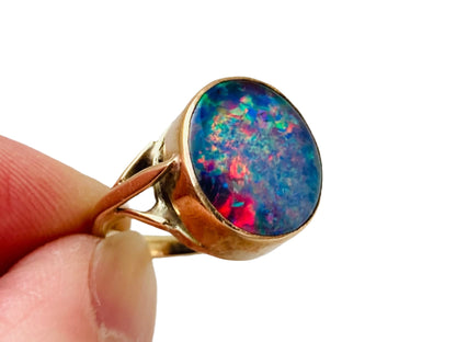 Vintage 9ct Gold Opal Triplet Ring