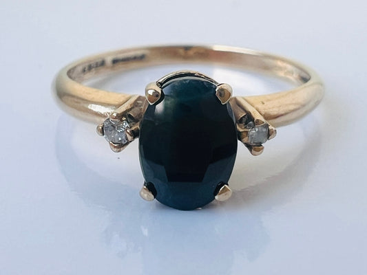 Vintage 9ct Gold Sapphire & Diamond Ring