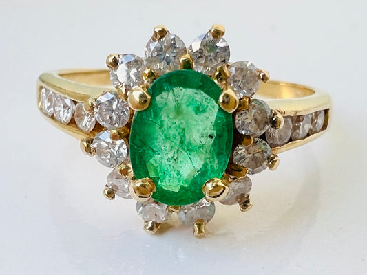 18ct Gold Emerald & Diamond Ring