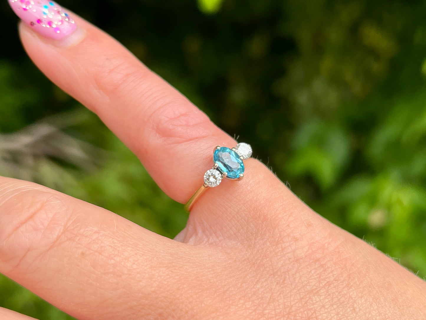 Vintage 18ct Gold Topaz & Diamond Ring