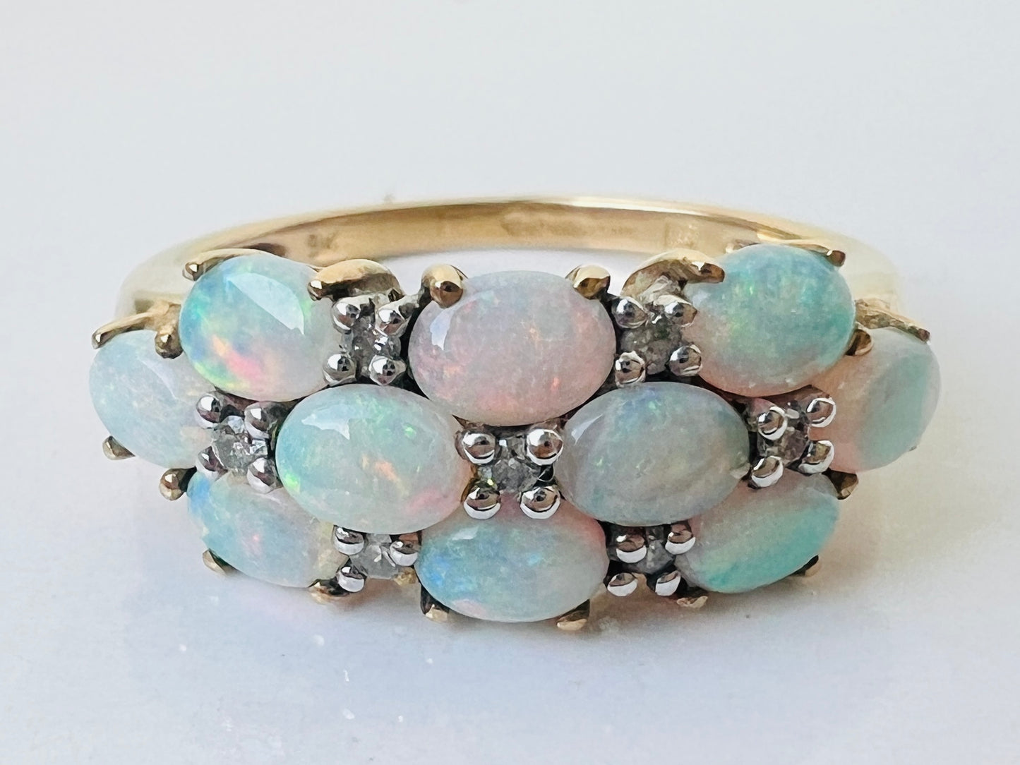 9ct Gold Opal & Diamond Ring