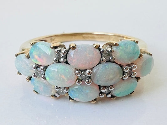 9ct Gold Opal & Diamond Ring