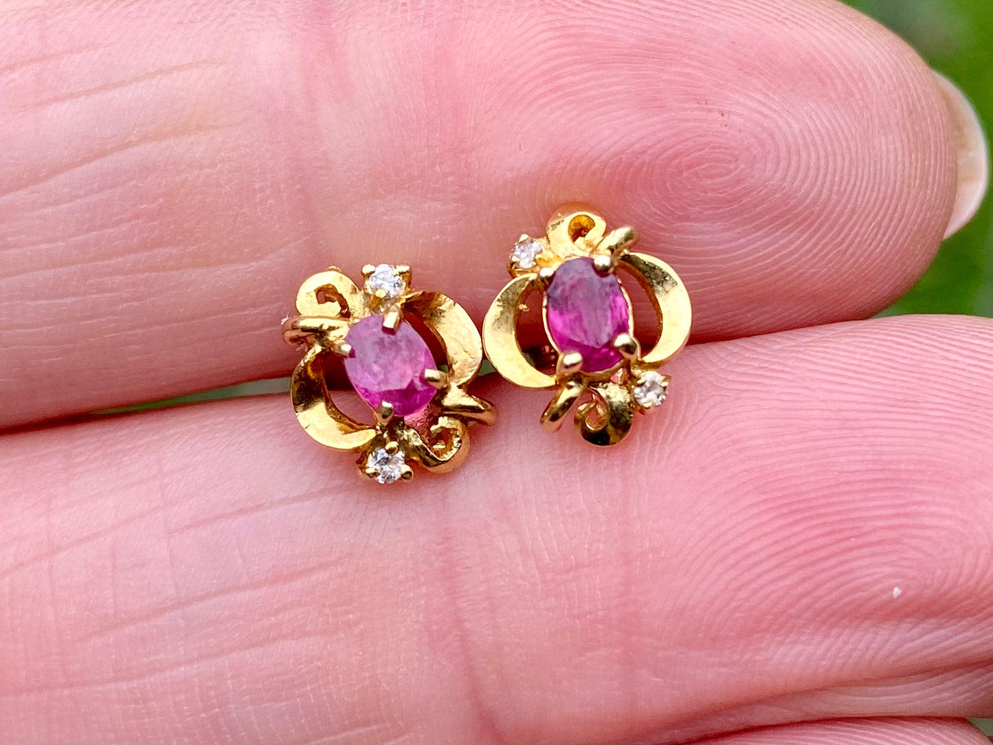 14ct Gold Ruby & Diamond Earrings