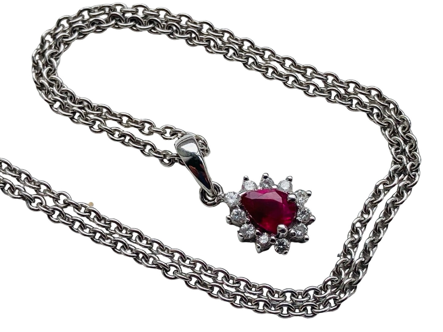 18ct Gold Ruby & Diamond Pendant with Necklace