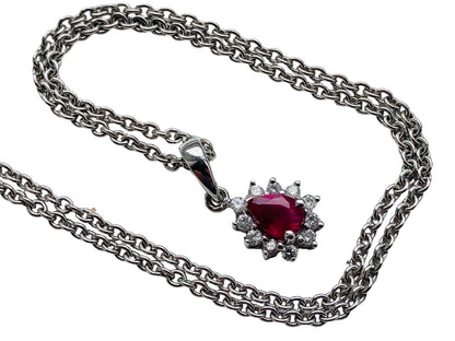 18ct Gold Ruby & Diamond Pendant with Necklace
