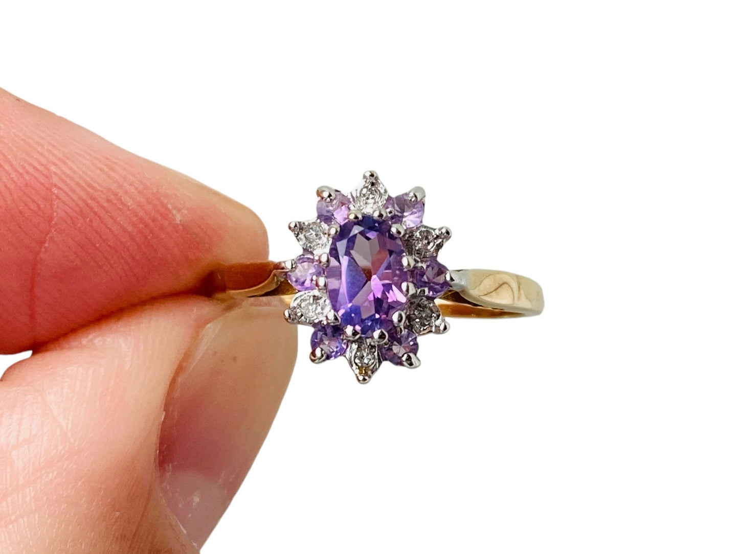 9ct Gold Amethyst & Diamond Ring