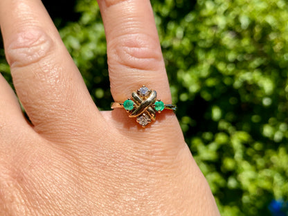 9ct Gold Emerald & Diamond Ring