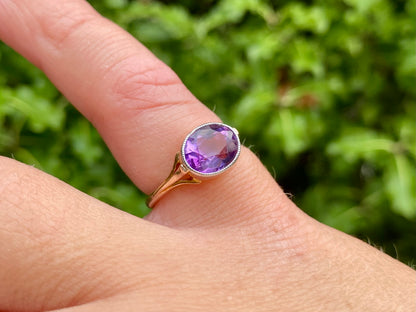 Antique 9ct Gold & Platinum Amethyst Ring