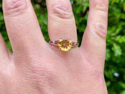 9ct Gold Orange Topaz & Diamond Ring