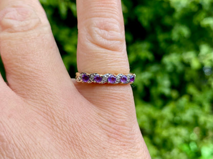 9ct Gold Amethyst & Diamond Ring