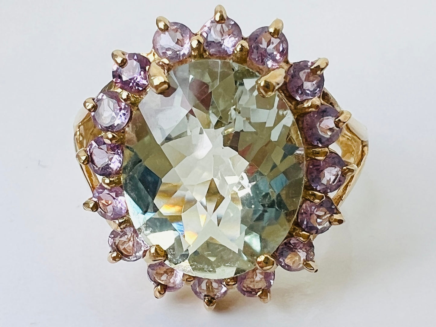 9ct Gold Green & Purple Amethyst Ring