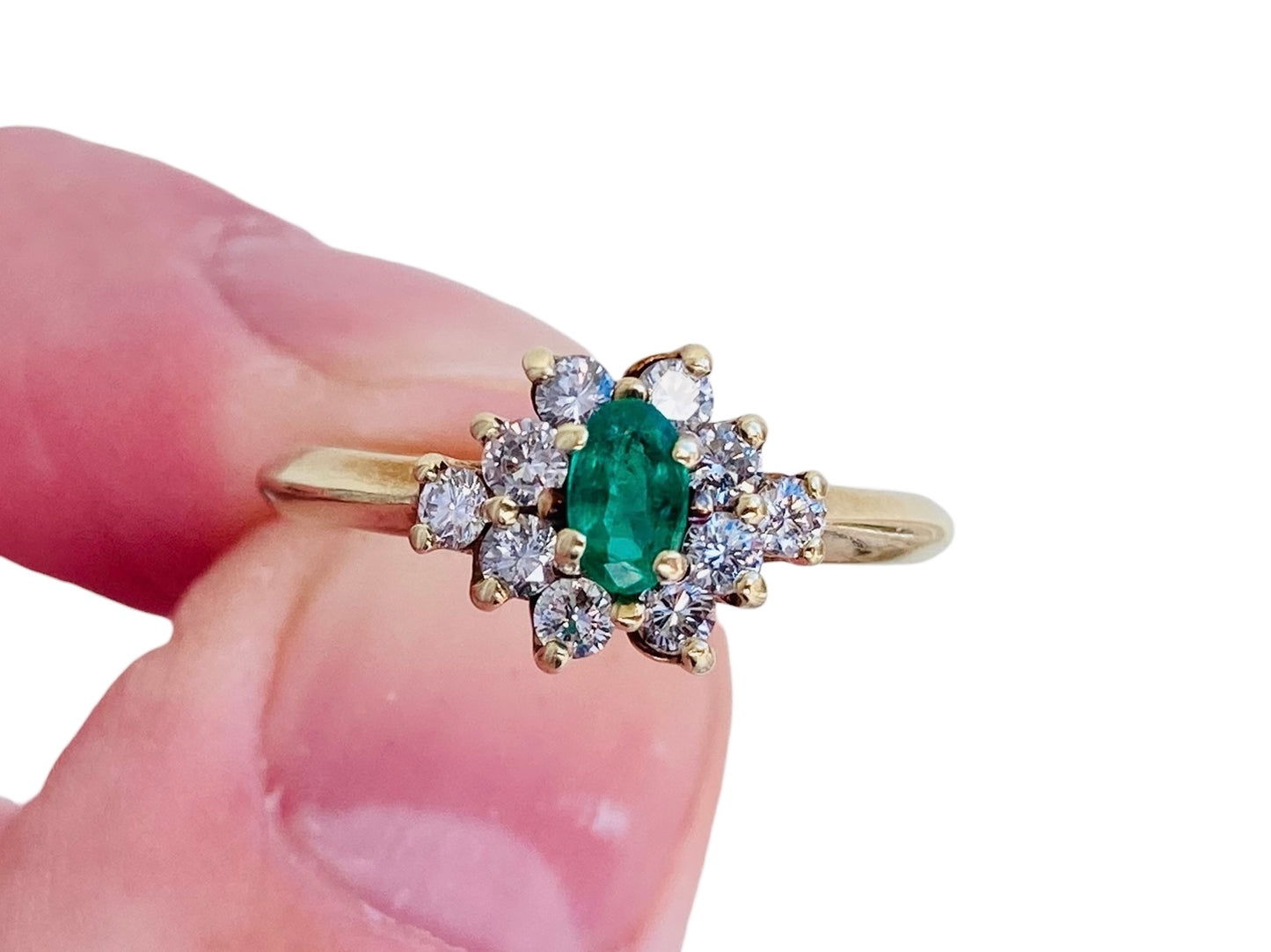 14ct Gold Emerald & Diamond Ring