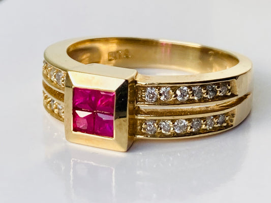 14ct Gold Ruby & Diamond Ring