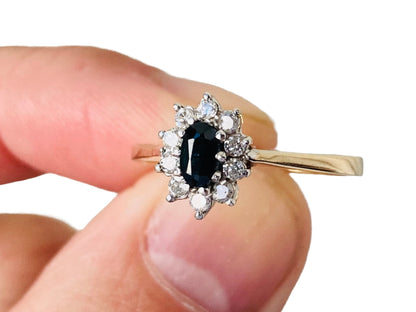 Vintage 9ct Gold Sapphire & Diamond Ring