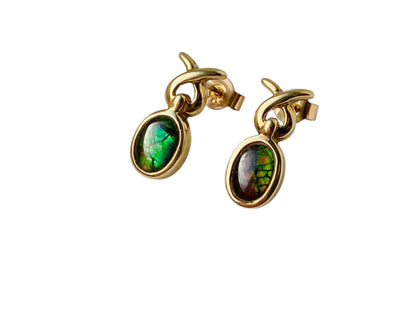 9ct Gold Ammolite earrings