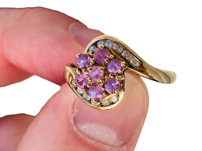 9ct Gold Pink Sapphire & Diamond Ring